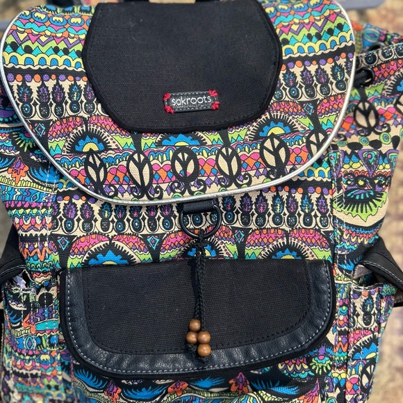 NWOT Sak Roots Canvas Multicolor Patterned Backpack - Picture 2 of 9